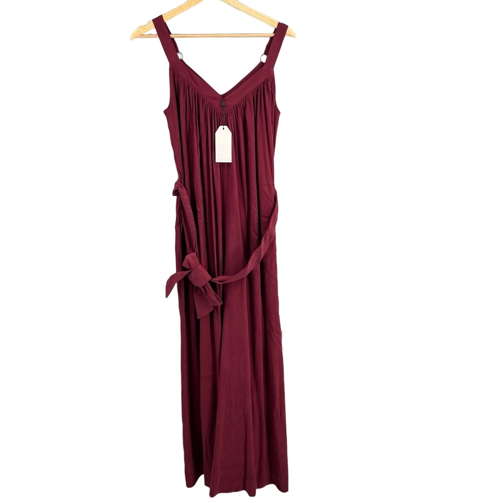 Universal Standard Wide-Leg Sleeveless Jumpsuit Burgundy Cupro Blend 4XS / 00-0